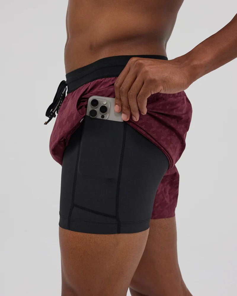 Bandit Vento™ 5" Coerver97 Cheque Training Short, Men's - Fig - Houndstooth Fig - Interval Running