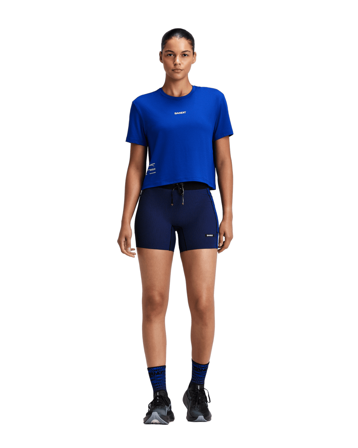 Bandit Women's Micromesh™ Cropped Run Tee – Bauhaus Blue - Interval Running