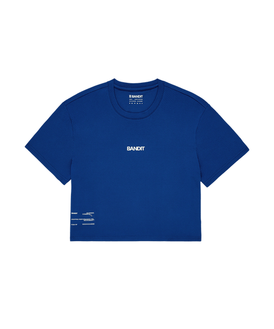 Bandit Women's Micromesh™ Cropped Run Tee – Bauhaus Blue - Interval Running