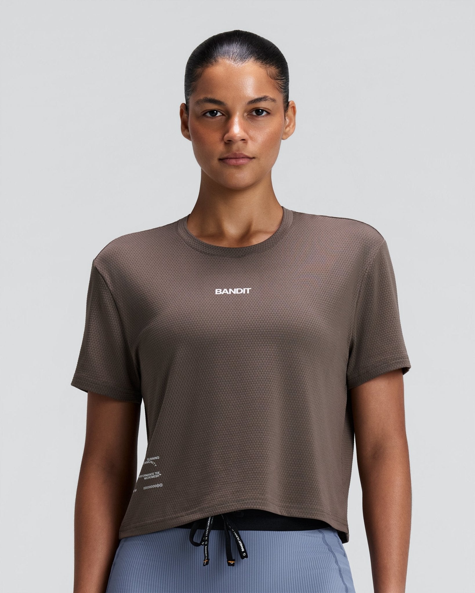 Bandit Women's Micromesh™ Cropped Run Tee - Cocoa - Interval Running