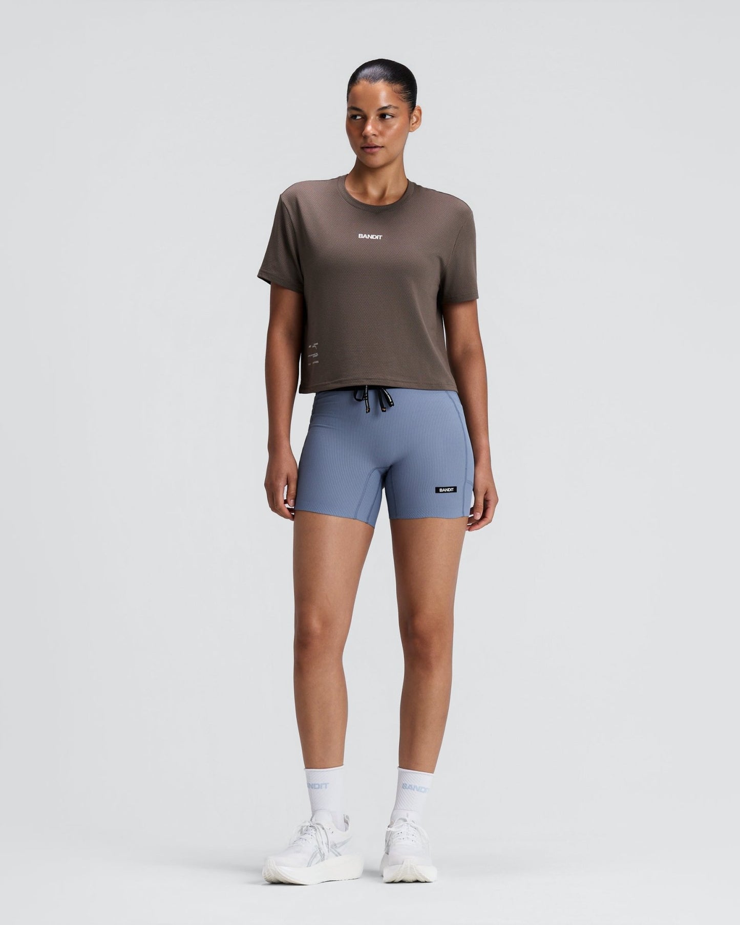 Bandit Women's Micromesh™ Cropped Run Tee - Cocoa - Interval Running