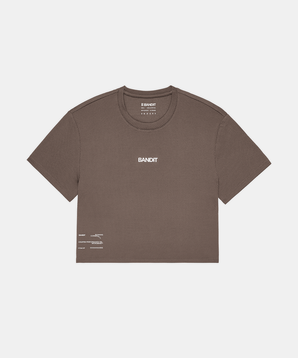 Bandit Women's Micromesh™ Cropped Run Tee - Cocoa - Interval Running