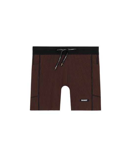 Bandit Women's Striped Cadence™ 5" Compression Shorts - Cacao / Black - Interval Running