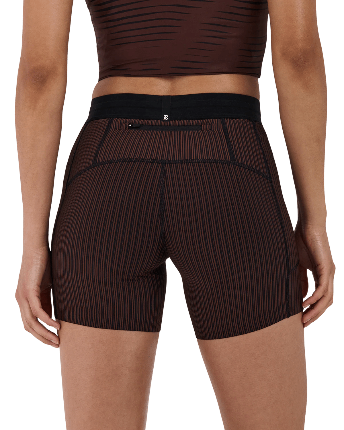 Bandit Women's Striped Cadence™ 5" Compression Shorts - Cacao / Black - Interval Running