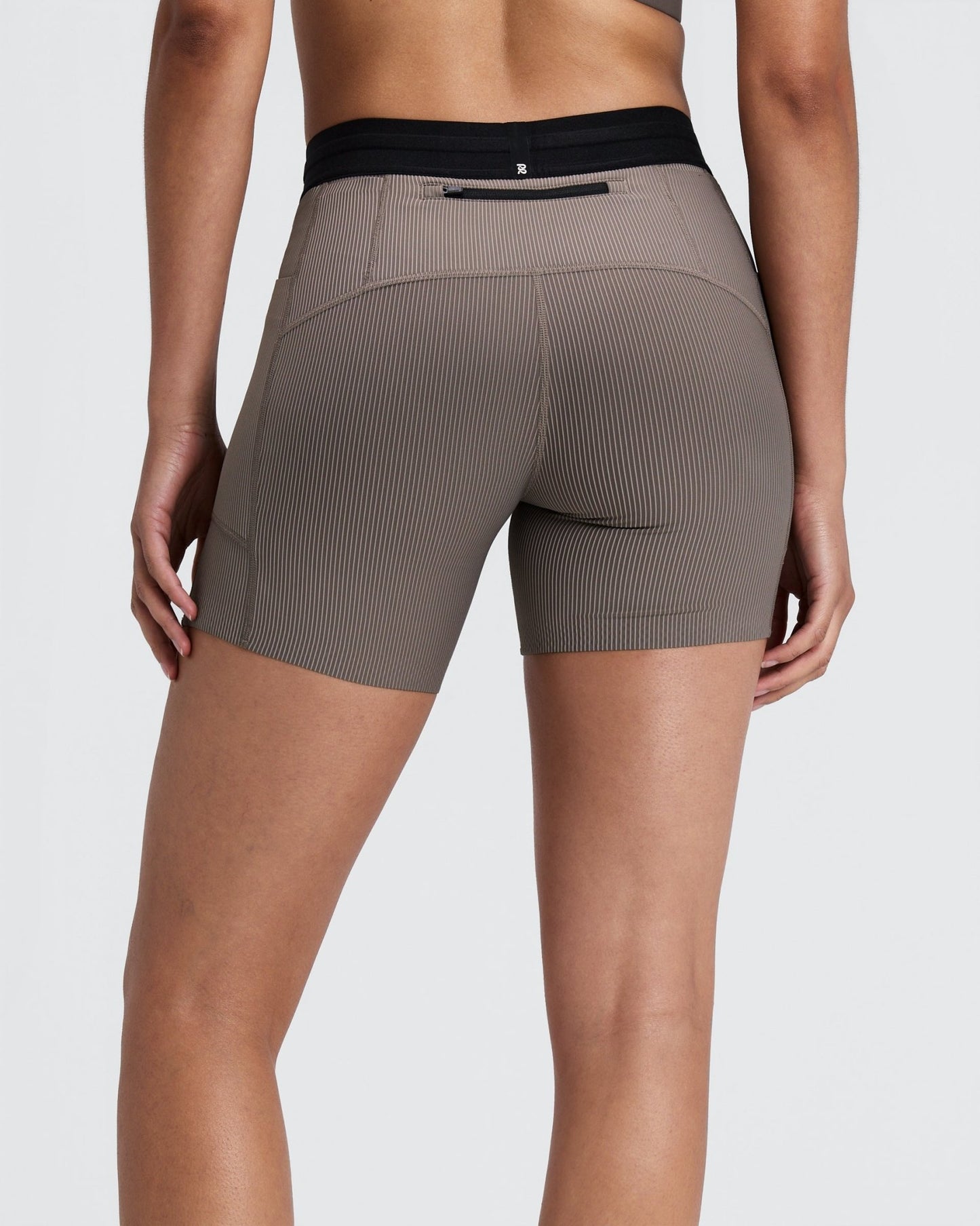 Bandit Women's Striped Cadence™ 5" Compression Shorts - Concrete Taupe / Cocoa - Interval Running