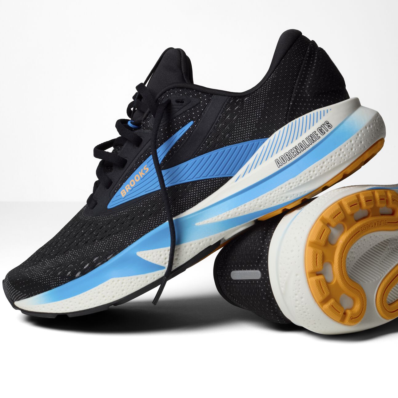 Brooks Men's Adrenaline GTS 24 – Black/Ebony/Cloissonne - Interval Running