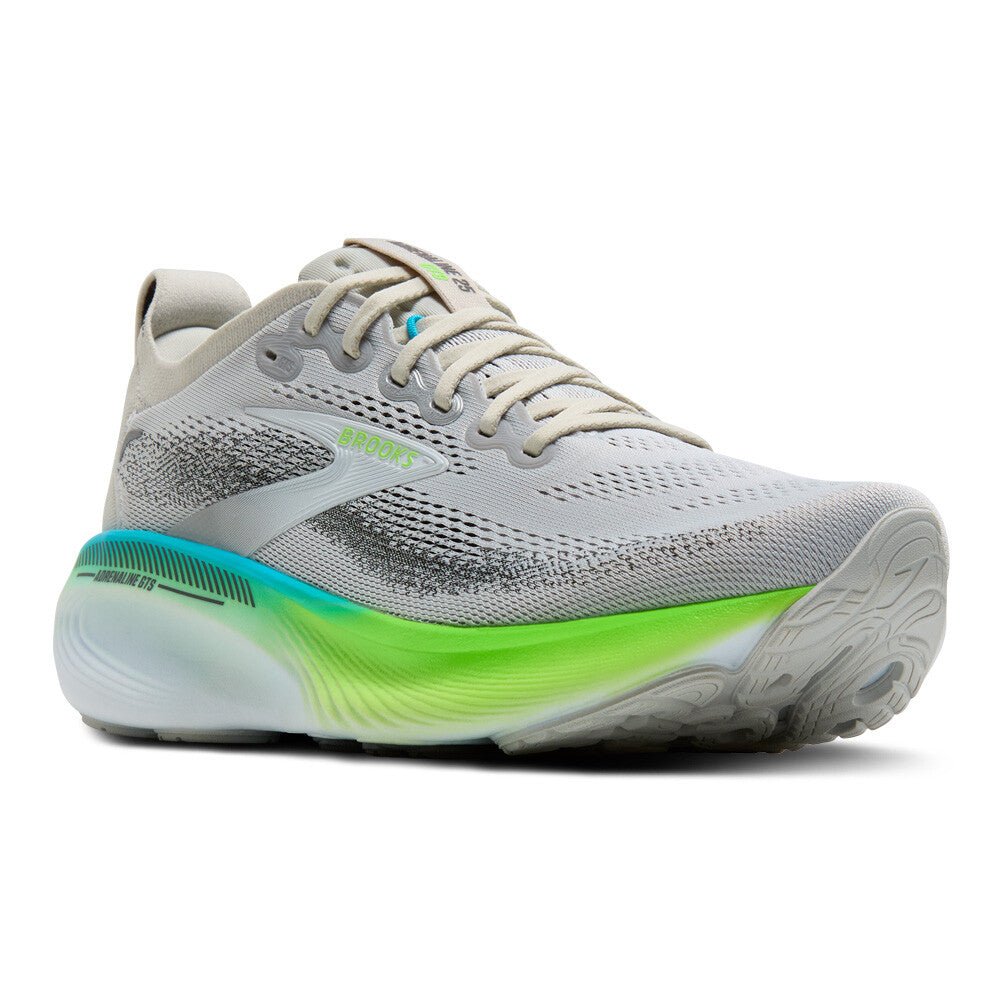 Brooks Men's Adrenaline GTS 25 - Oyster / Green Gecko / Blue - Interval Running