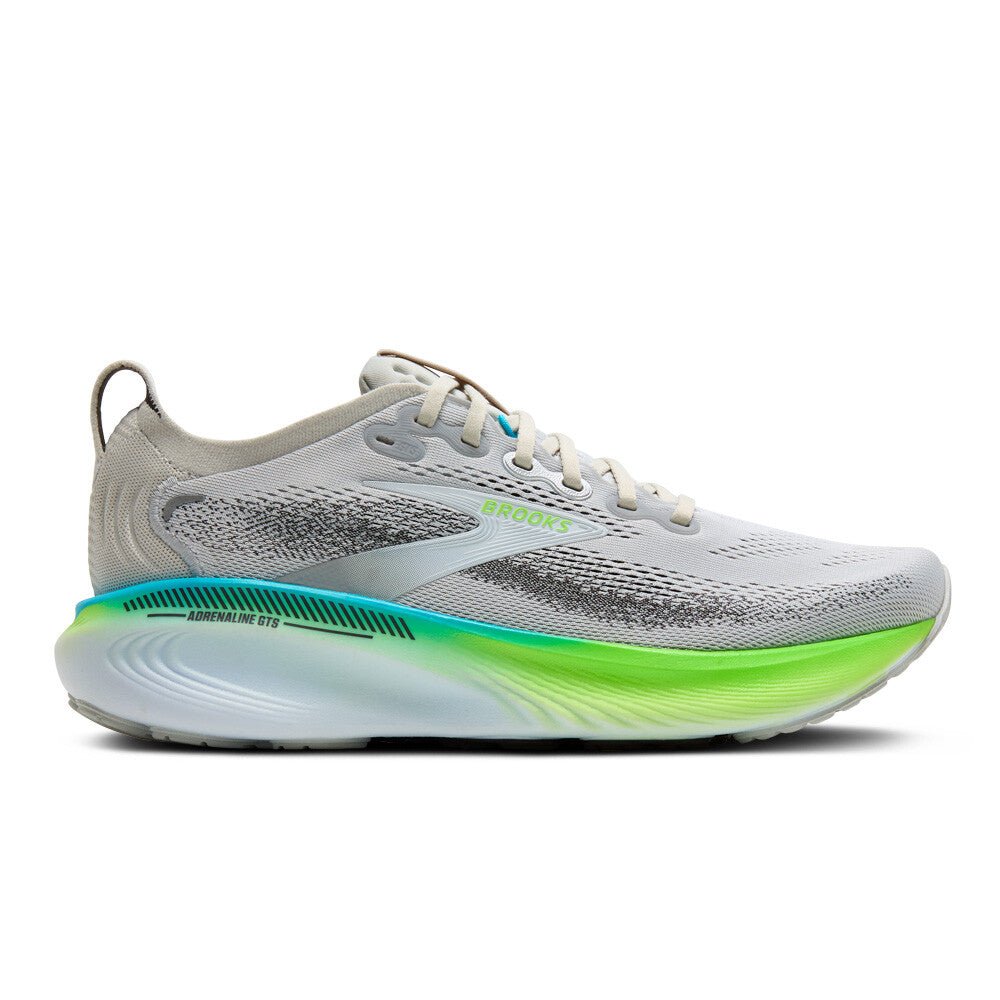 Brooks Men's Adrenaline GTS 25 - Oyster / Green Gecko / Blue - Interval Running