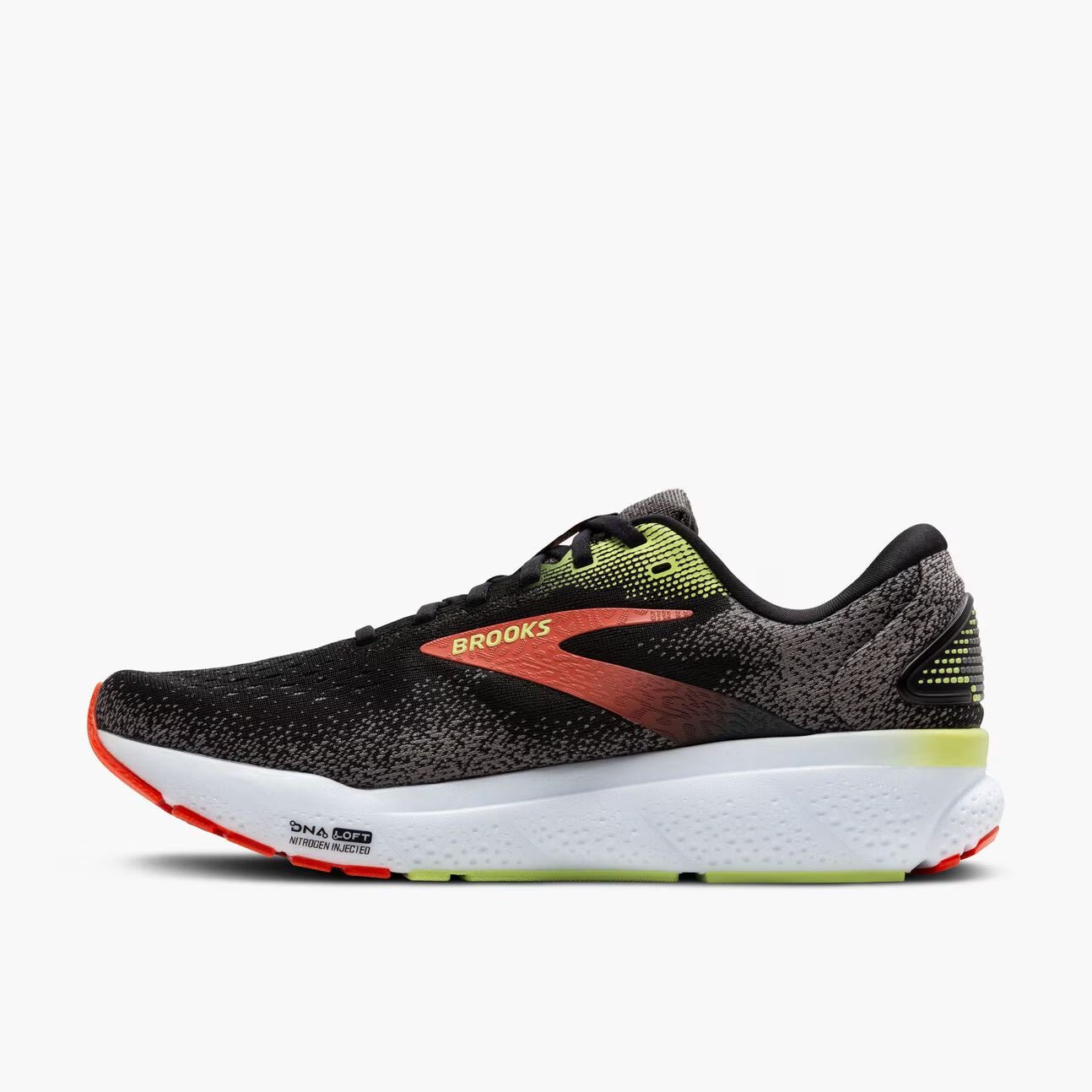 Brooks Men's Ghost 16 – Black / Mandarin Red / Green - Interval Running