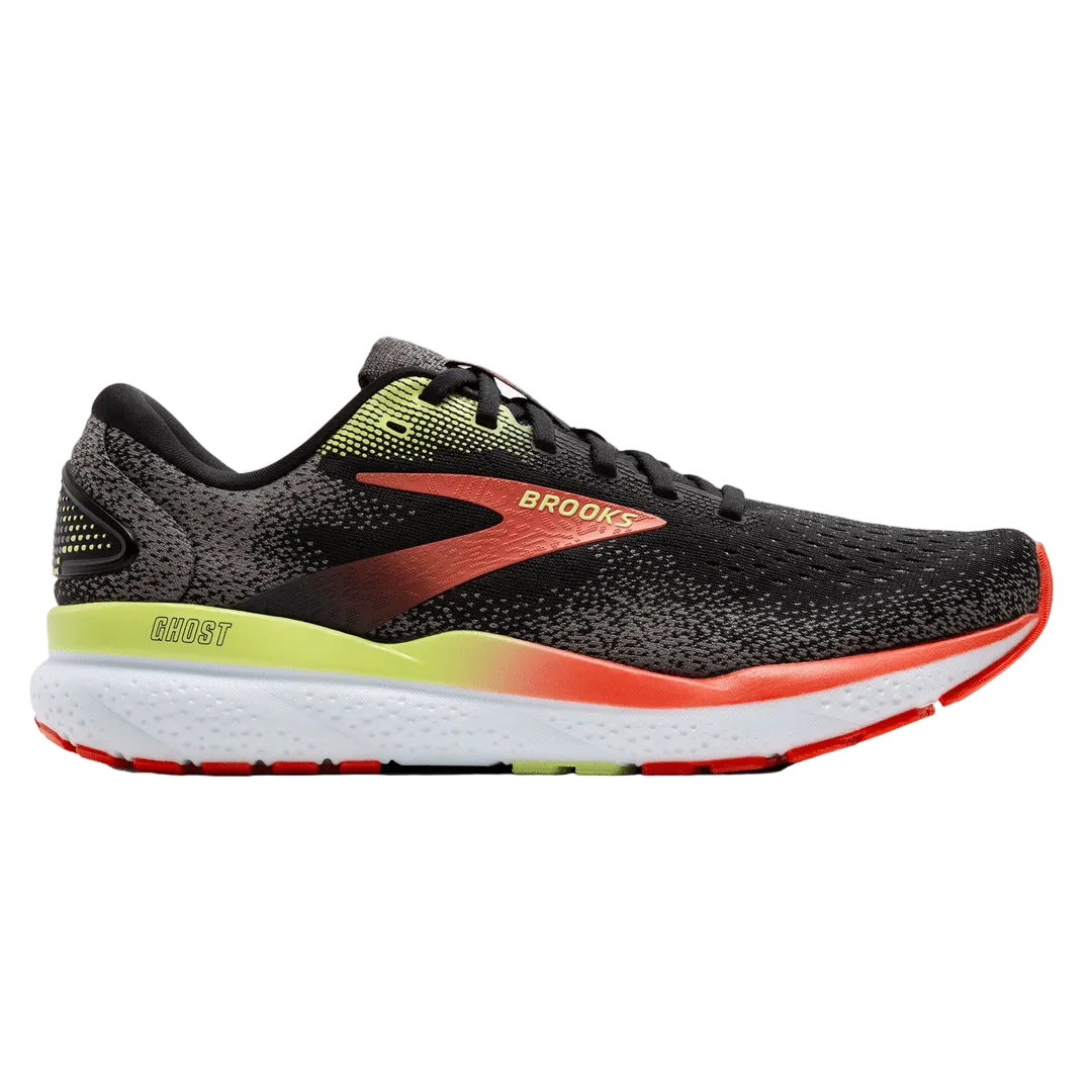 Brooks Men's Ghost 16 – Black / Mandarin Red / Green - Interval Running