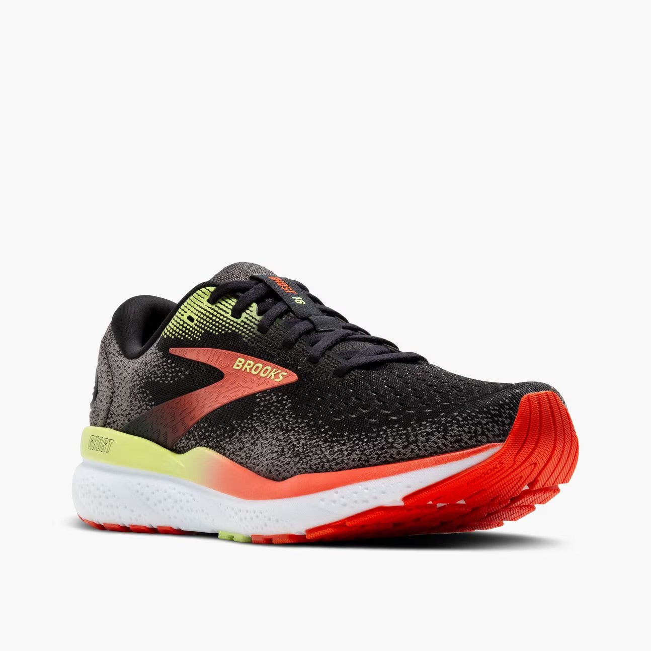 Brooks Men's Ghost 16 – Black / Mandarin Red / Green - Interval Running