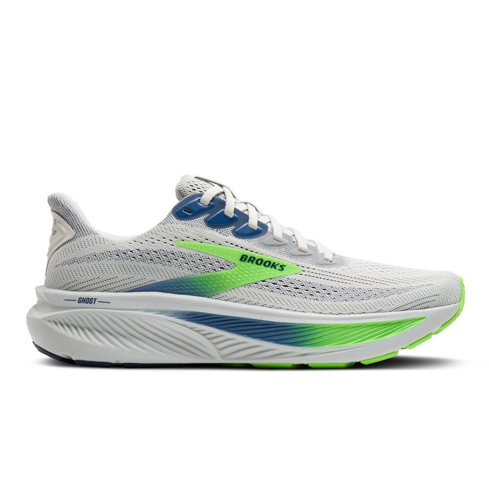 Brooks Men's Ghost 17 – Oyster / Beacon Blue / Gecko - Interval Running