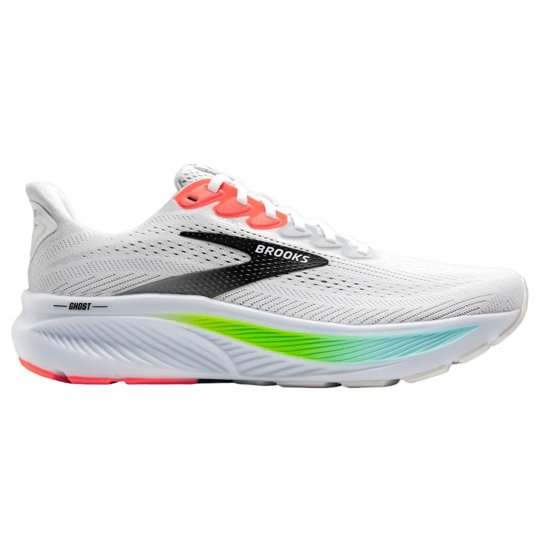 Brooks Men's Ghost 17 – White/Pink Clay/Gecko - Interval Running