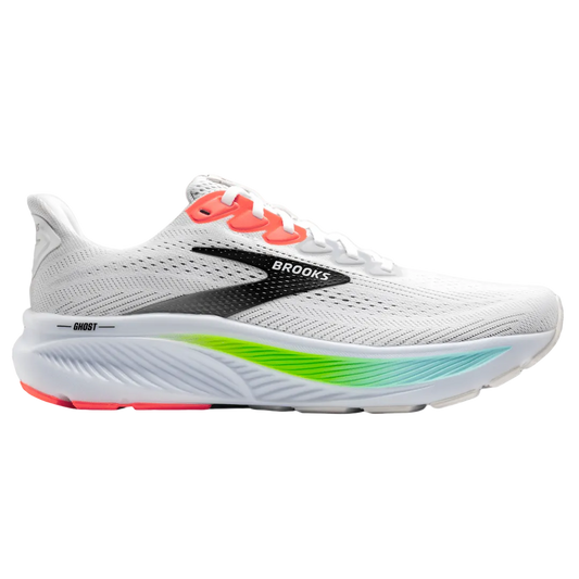 Brooks Men's Ghost 17 – White/Pink Clay/Gecko - Interval Running