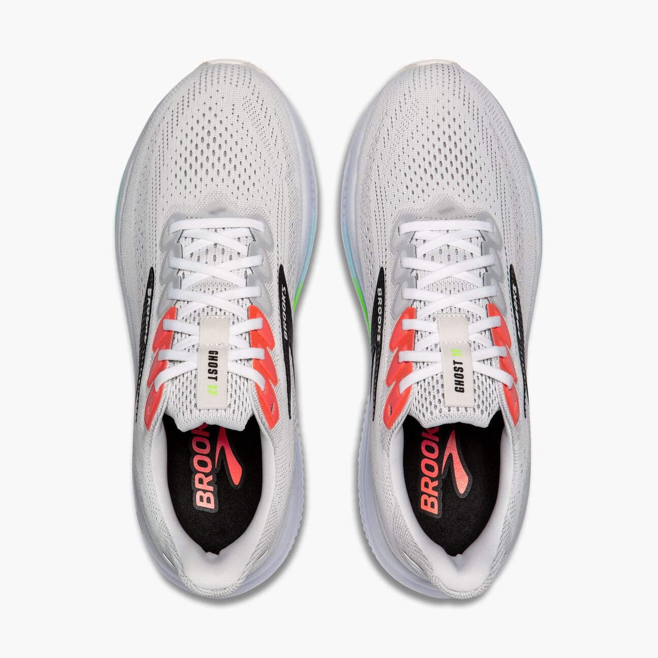 Brooks Men's Ghost 17 – White/Pink Clay/Gecko - Interval Running