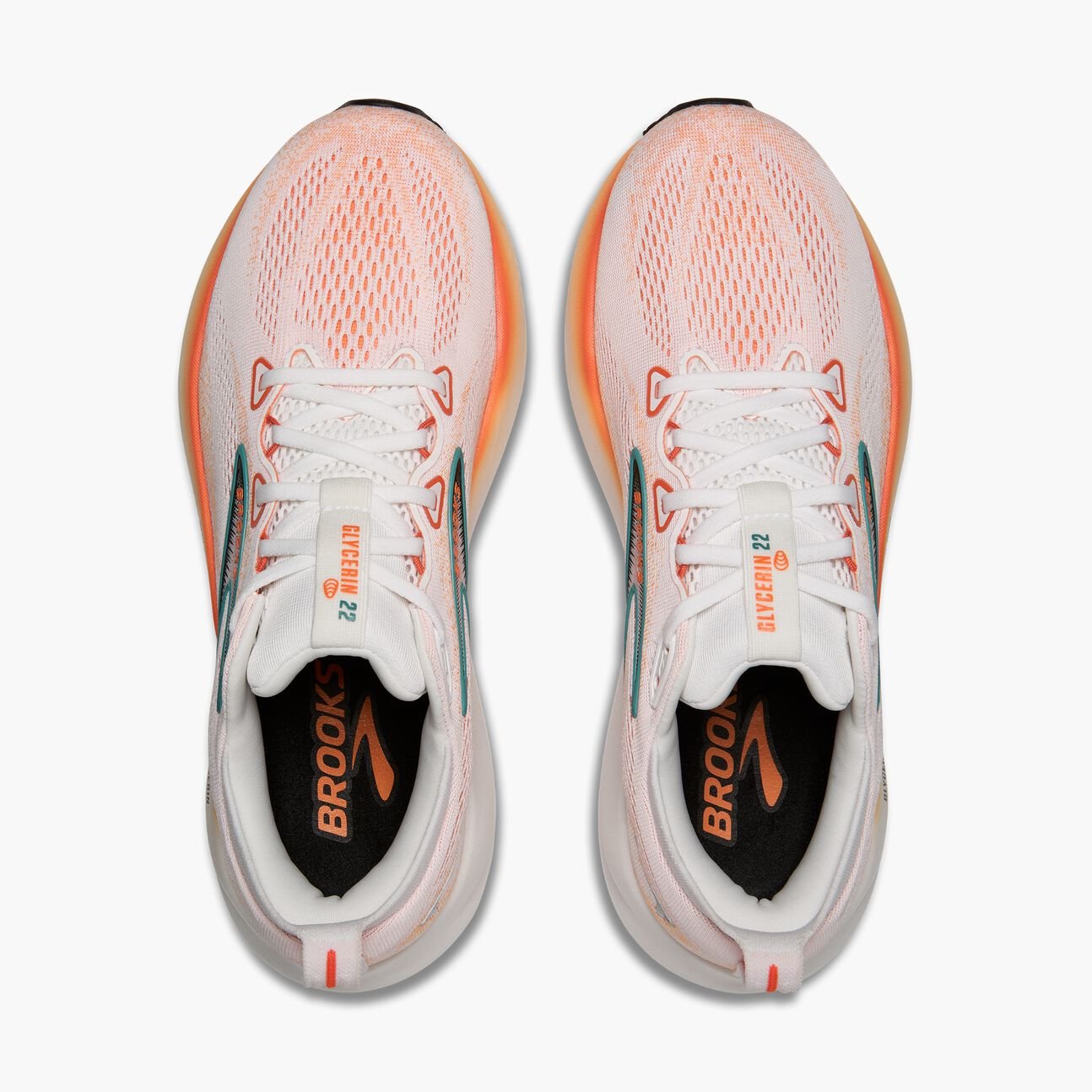 Brooks Men's Glycerin 22 - White / Orange / Green Blue Slate - Interval Running