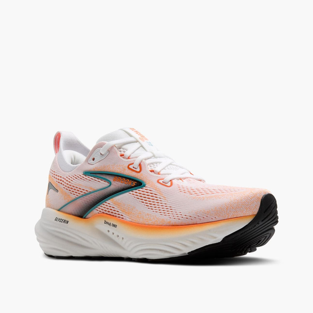 Brooks Men's Glycerin 22 - White / Orange / Green Blue Slate - Interval Running