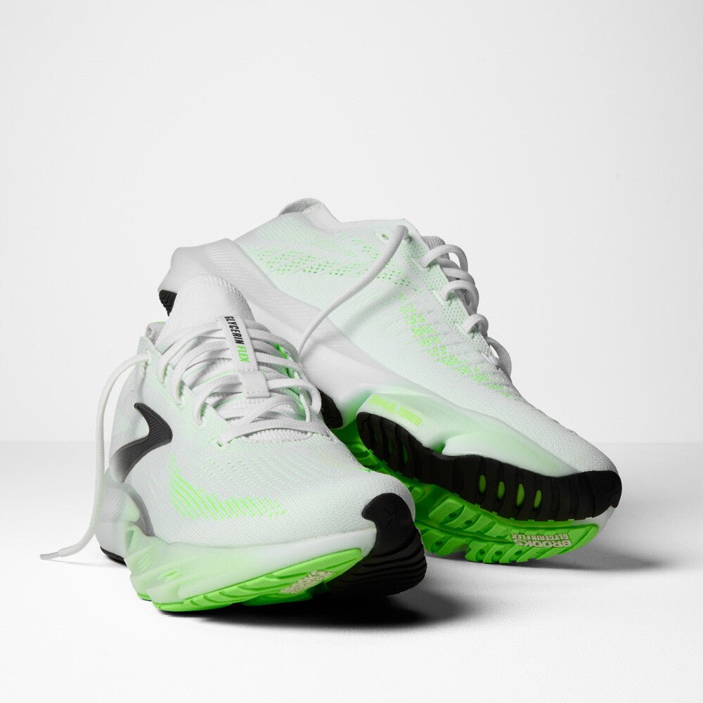Brooks Men's Glycerin Flex - White / Green Gecko / Phantom - Interval Running
