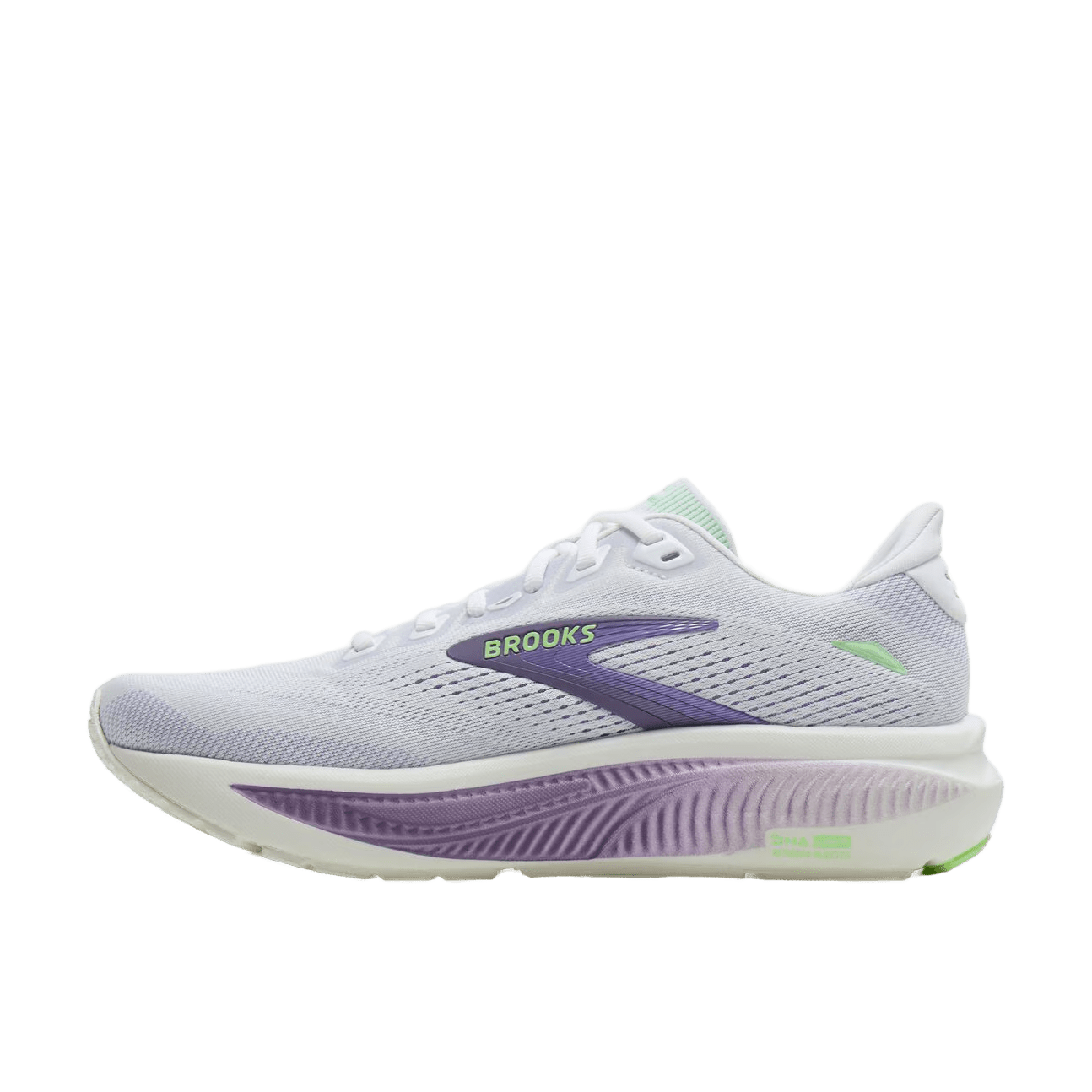 Brooks Women's Ghost 18 – White/Purple Hebe/Green - Interval Running