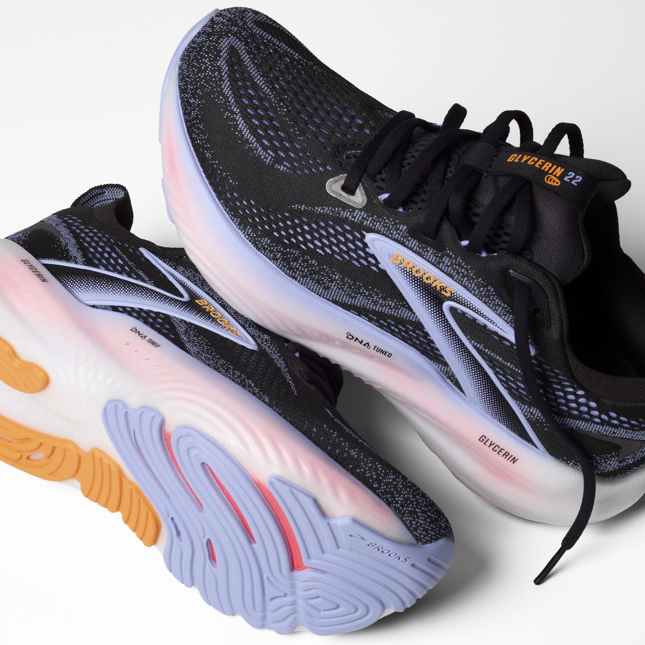 Brooks Women's Glycerin 22 - Black / Blue Heron / Orange - Interval Running