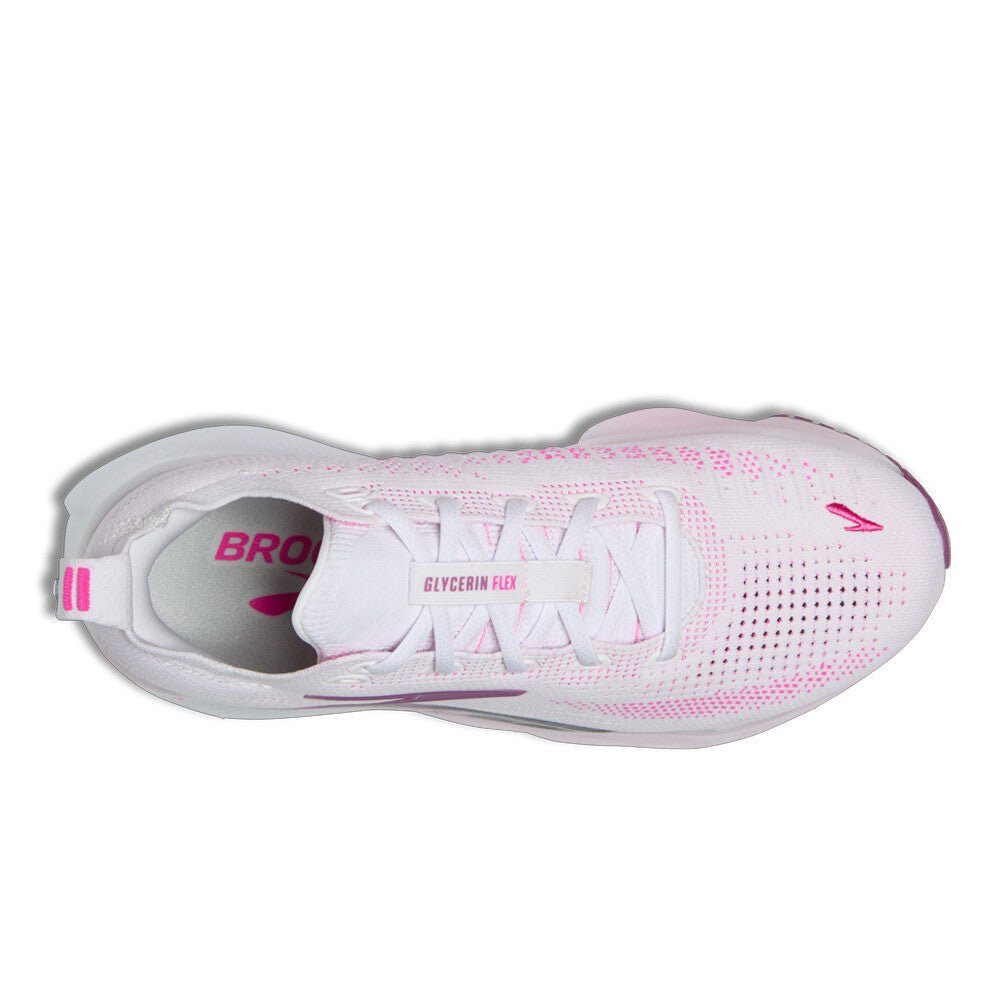 Brooks Women's Glycerin Flex - White / Cyber Pink / Argyle - Interval Running