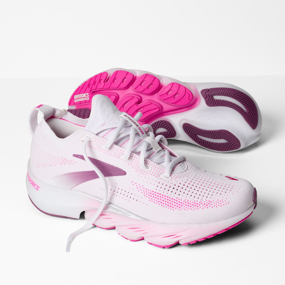 Brooks Women's Glycerin Flex - White / Cyber Pink / Argyle - Interval Running