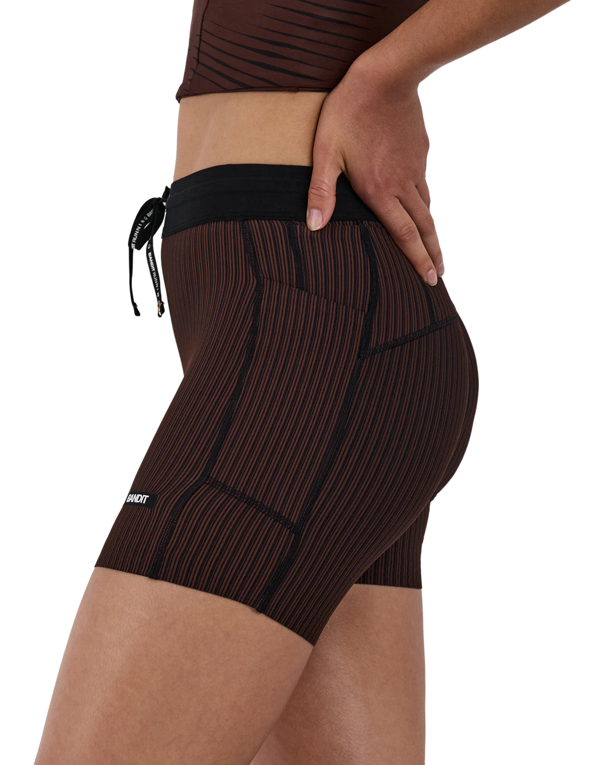 Bandit Women's Striped Cadence™ 5" Compression Shorts - Cacao / Black