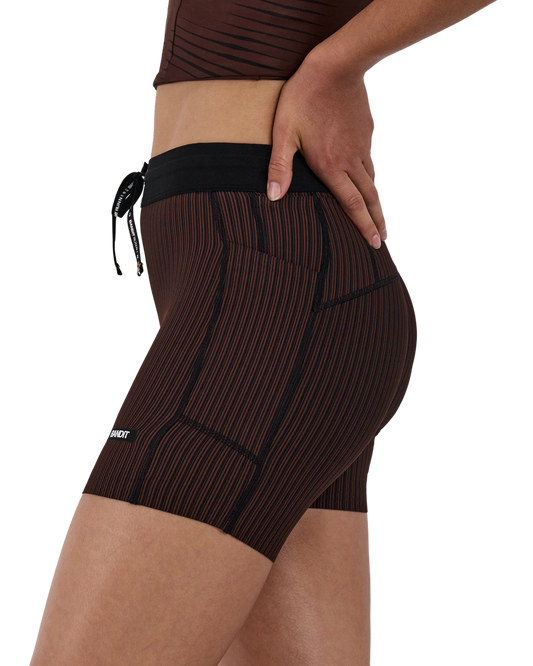 Bandit Women's Striped Cadence™ 5" Compression Shorts - Cacao / Black