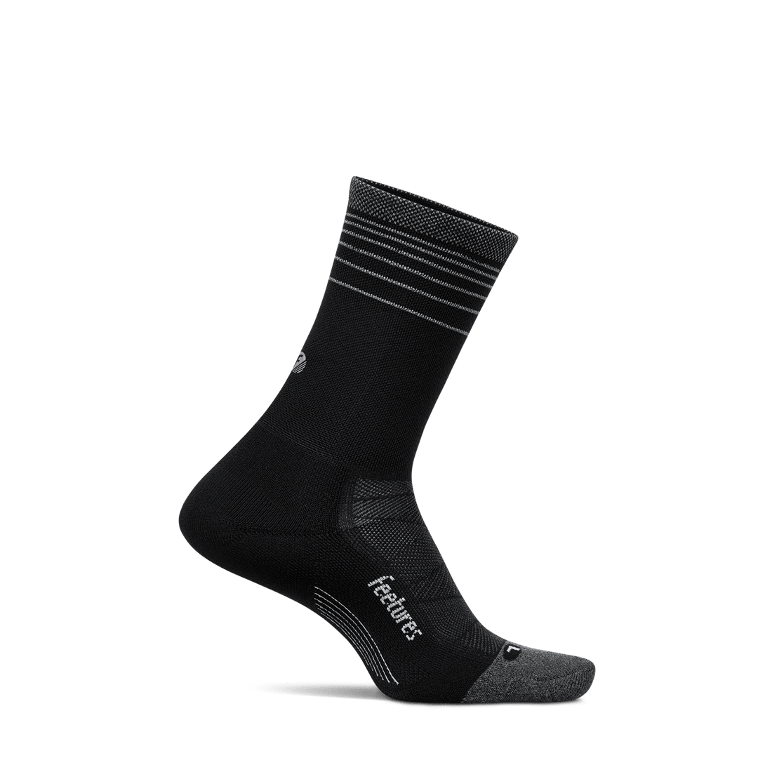 Feetures Elite Light Cushion Mini Crew – Black Flash - Interval Running