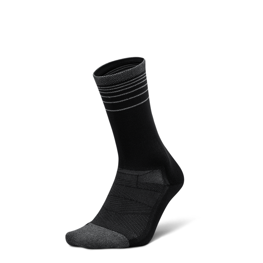 Feetures Elite Light Cushion Mini Crew – Black Flash - Interval Running