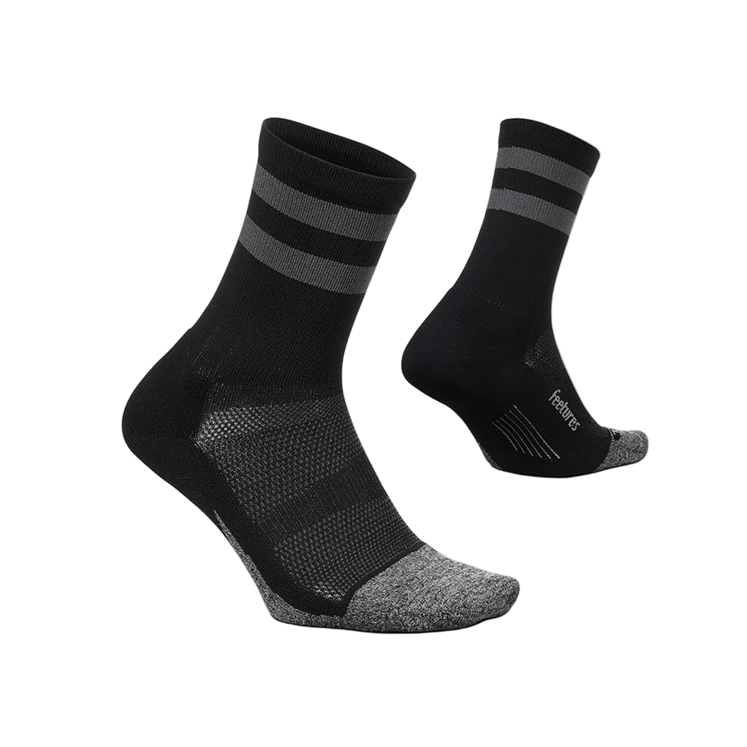Feetures Elite Light Cushion Mini Crew – Black High Top - Interval Running