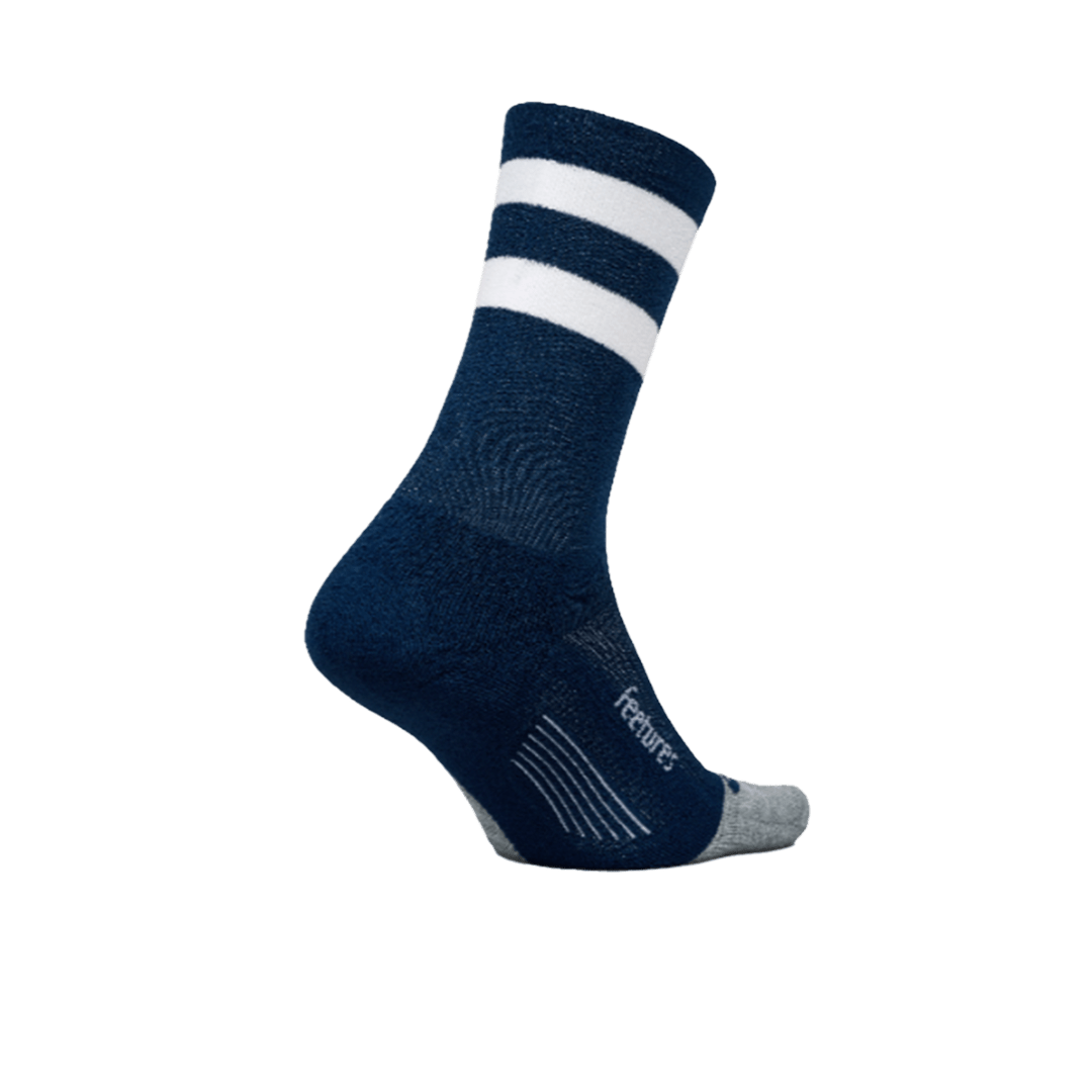 Feetures Elite Light Cushion Mini Crew – Navy High Top Stripe - Interval Running