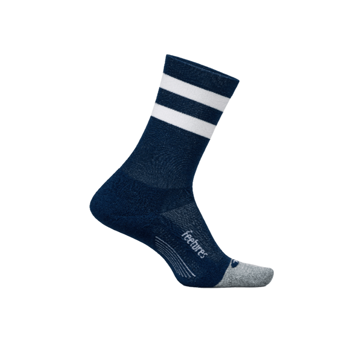 Feetures Elite Light Cushion Mini Crew – Navy High Top Stripe - Interval Running