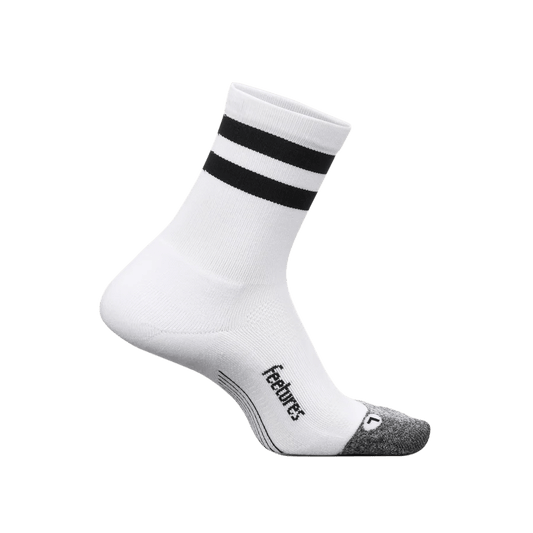 Feetures Elite Light Cushion Mini Crew – White High Top Stripe - Interval Running