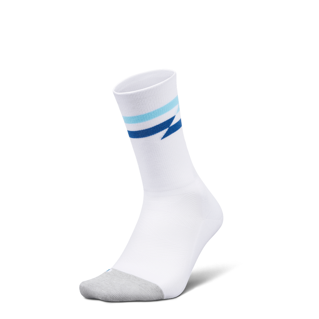 Feetures Elite Light Cushion Mini Crew – White Track - Interval Running