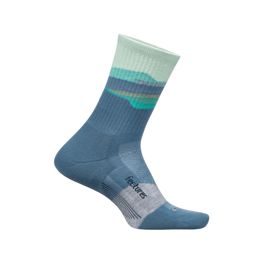 Feetures Trail Max Cushion Mini Crew – Tectonic Blue - Interval Running