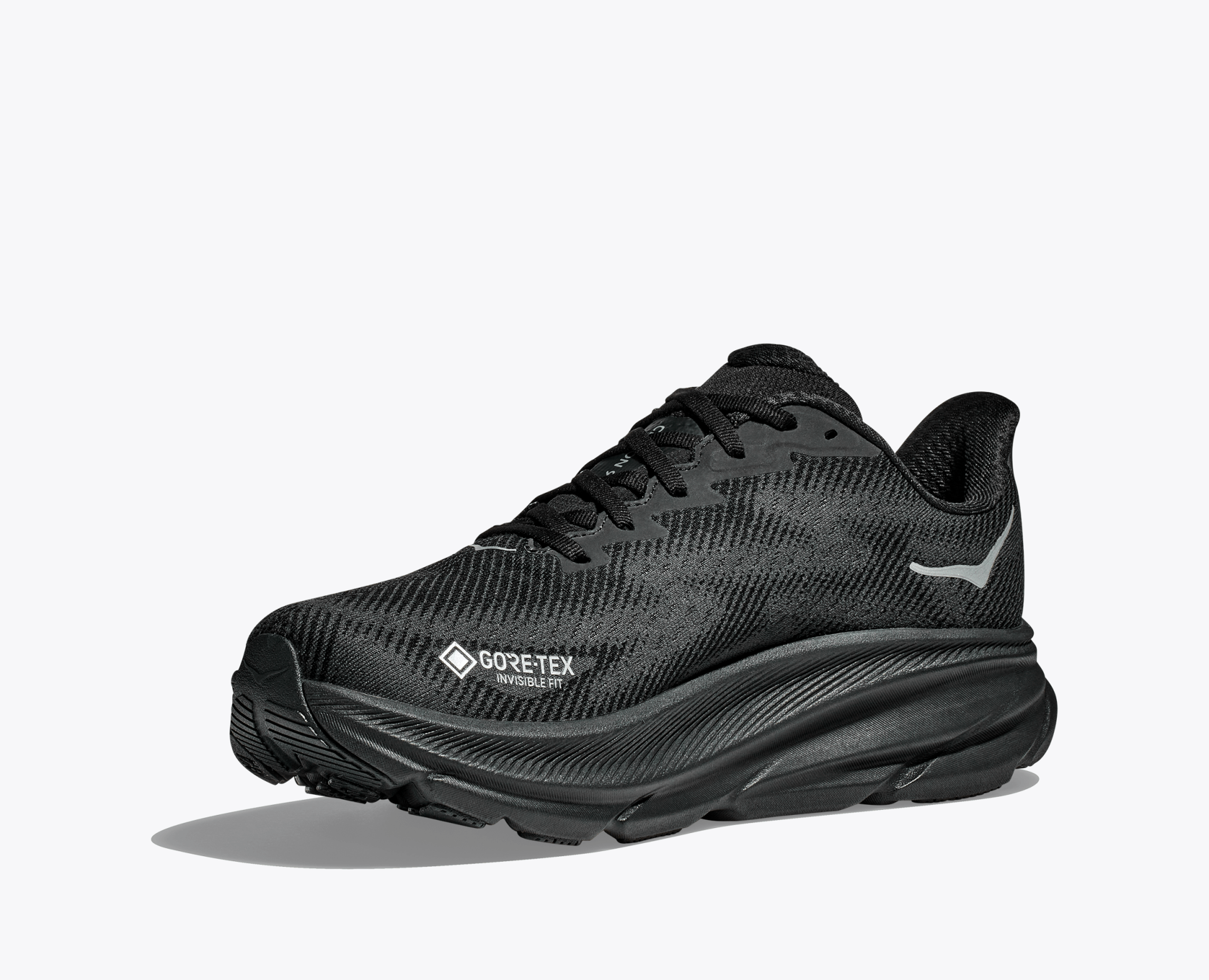 Hoka Men's Clifton 9 GORE - TEX - Black / Black - Interval Running