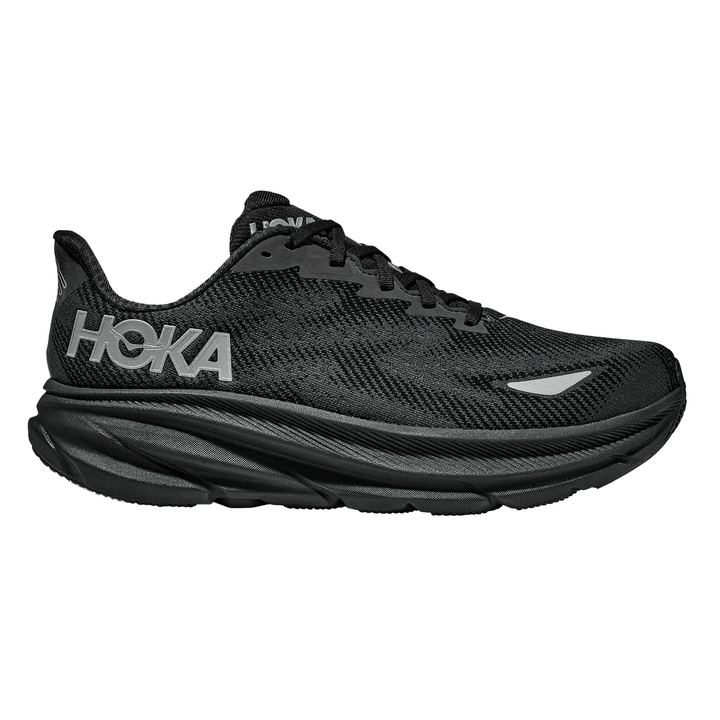 Hoka Men's Clifton 9 GORE - TEX - Black / Black - Interval Running