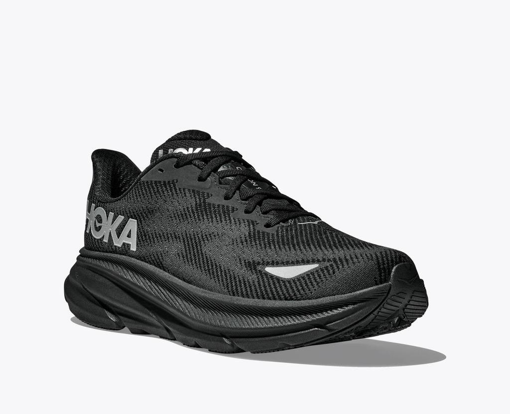 Hoka Men's Clifton 9 GORE - TEX - Black / Black - Interval Running