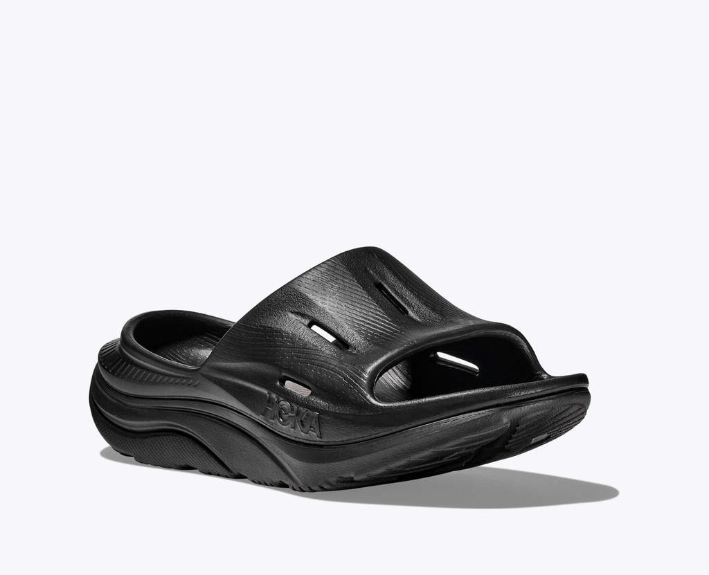 Hoka ORA Recovery Slide 3 - Black / Black - Interval Running