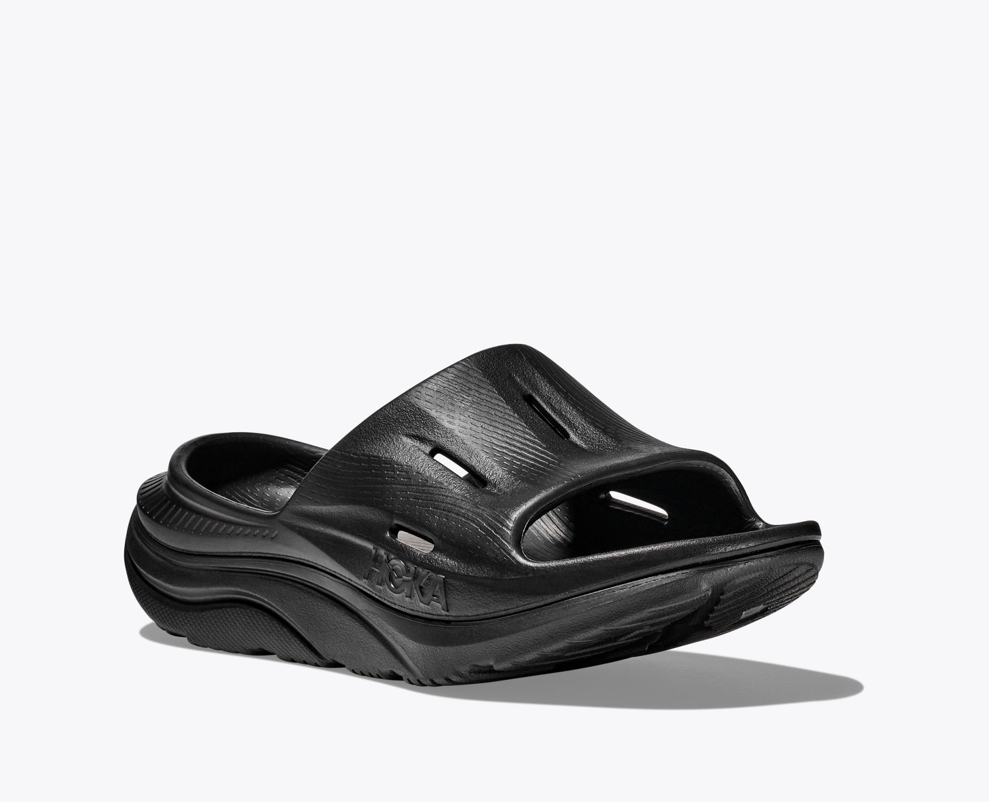 Hoka ORA Recovery Slide 3 - Black / Black - Interval Running