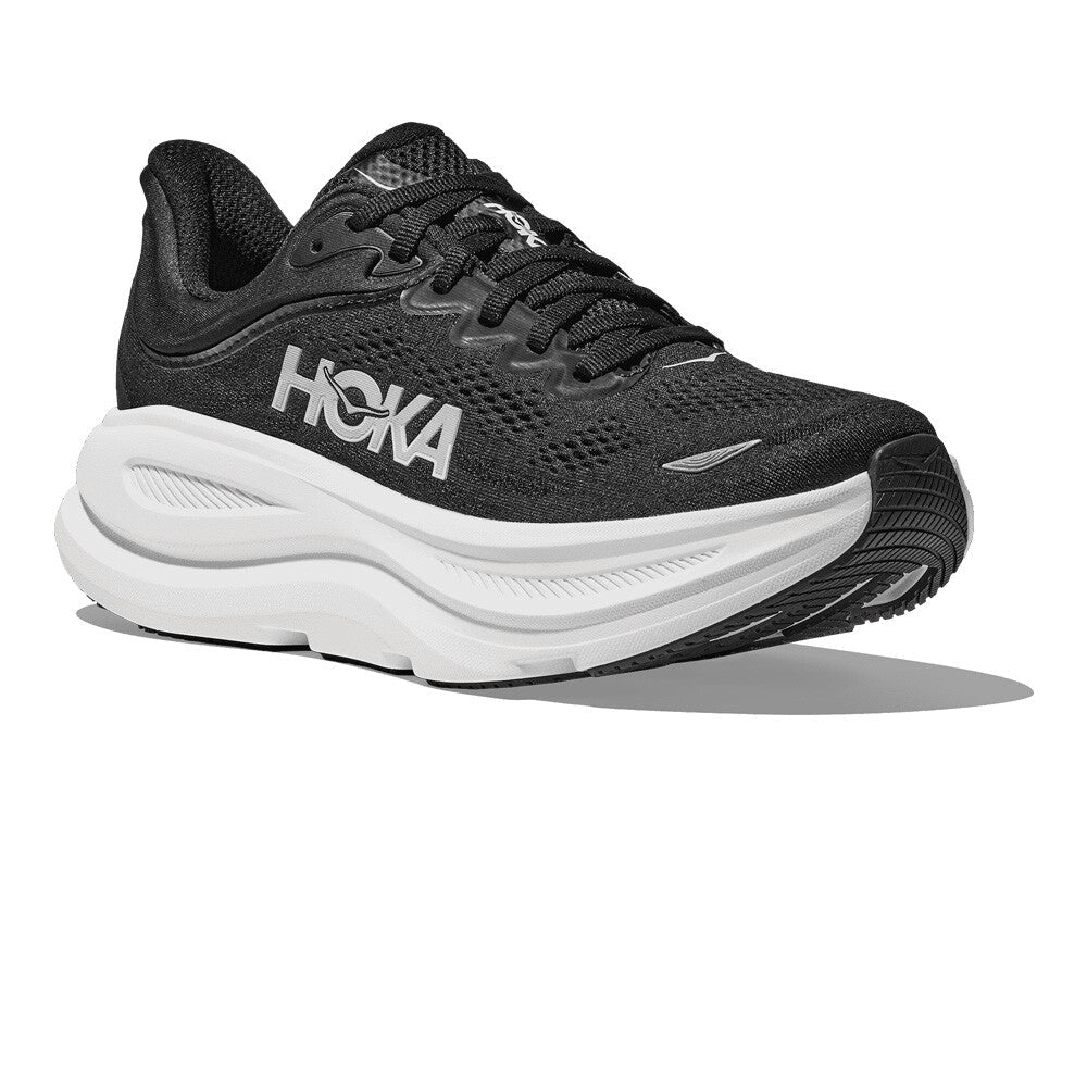 Hoka Women's Bondi 9 - Black / White - Interval Running
