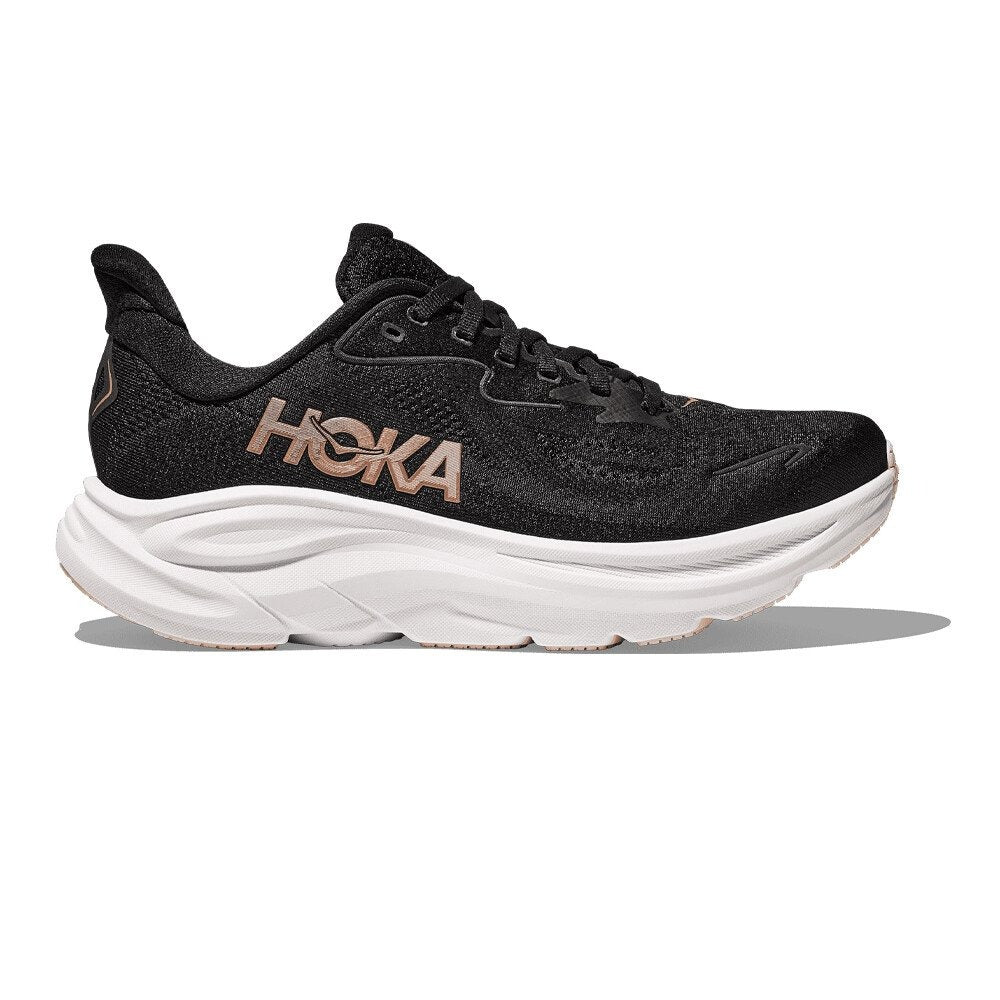 Hoka Women's Clifton 10 – Black / Rose Gold - Interval Running
