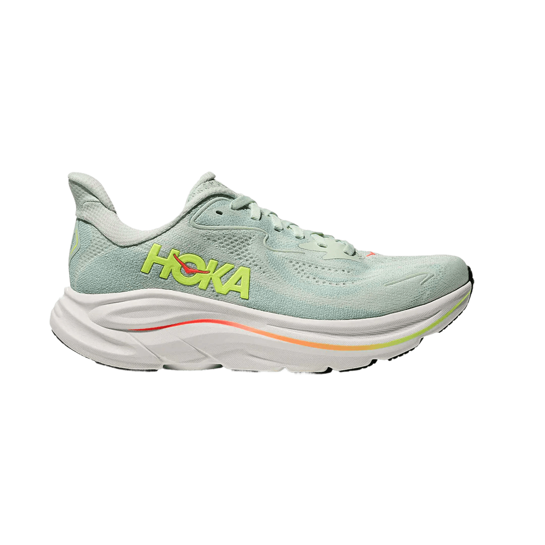 Hoka Women's Clifton 10 – Sea Glass / Neon Flame - Interval Running