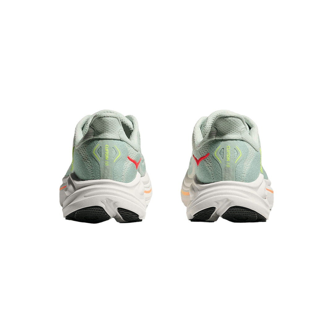 Hoka Women's Clifton 10 – Sea Glass / Neon Flame - Interval Running