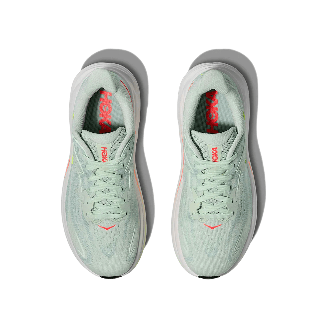 Hoka Women's Clifton 10 – Sea Glass / Neon Flame - Interval Running