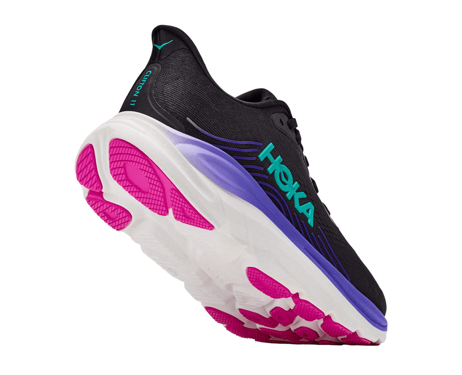Hoka Women's Clifton 11 - Black / Neon Nebula - Interval Running