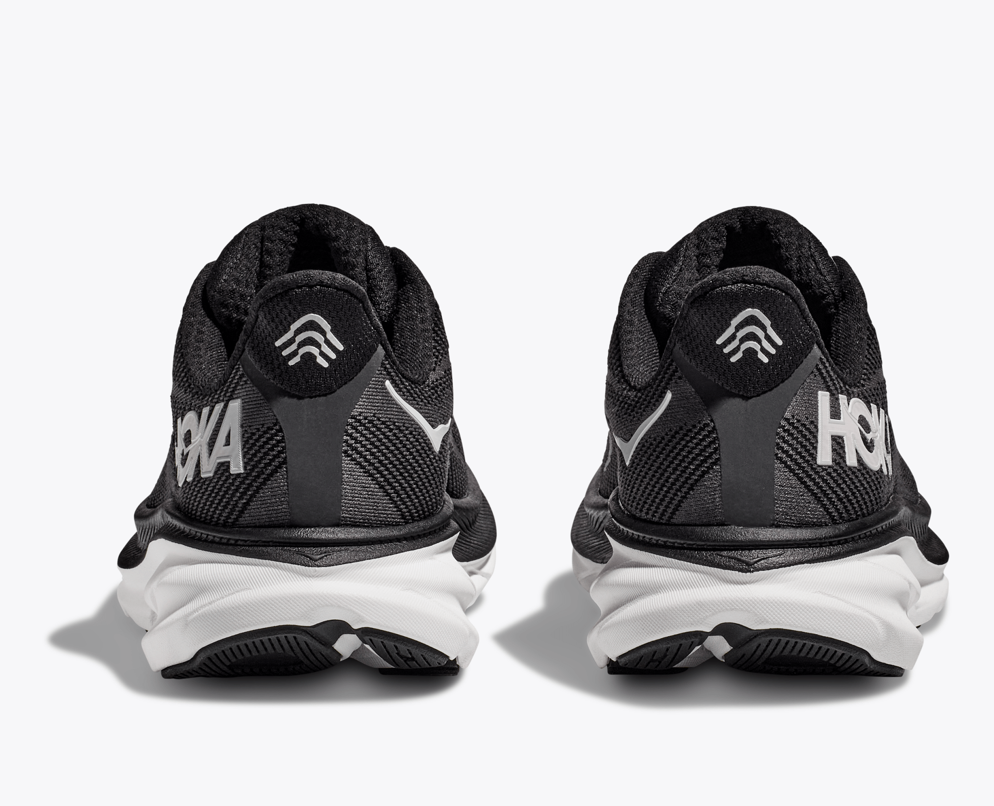 Hoka Women's Clifton 9 - Black / White - Interval Running