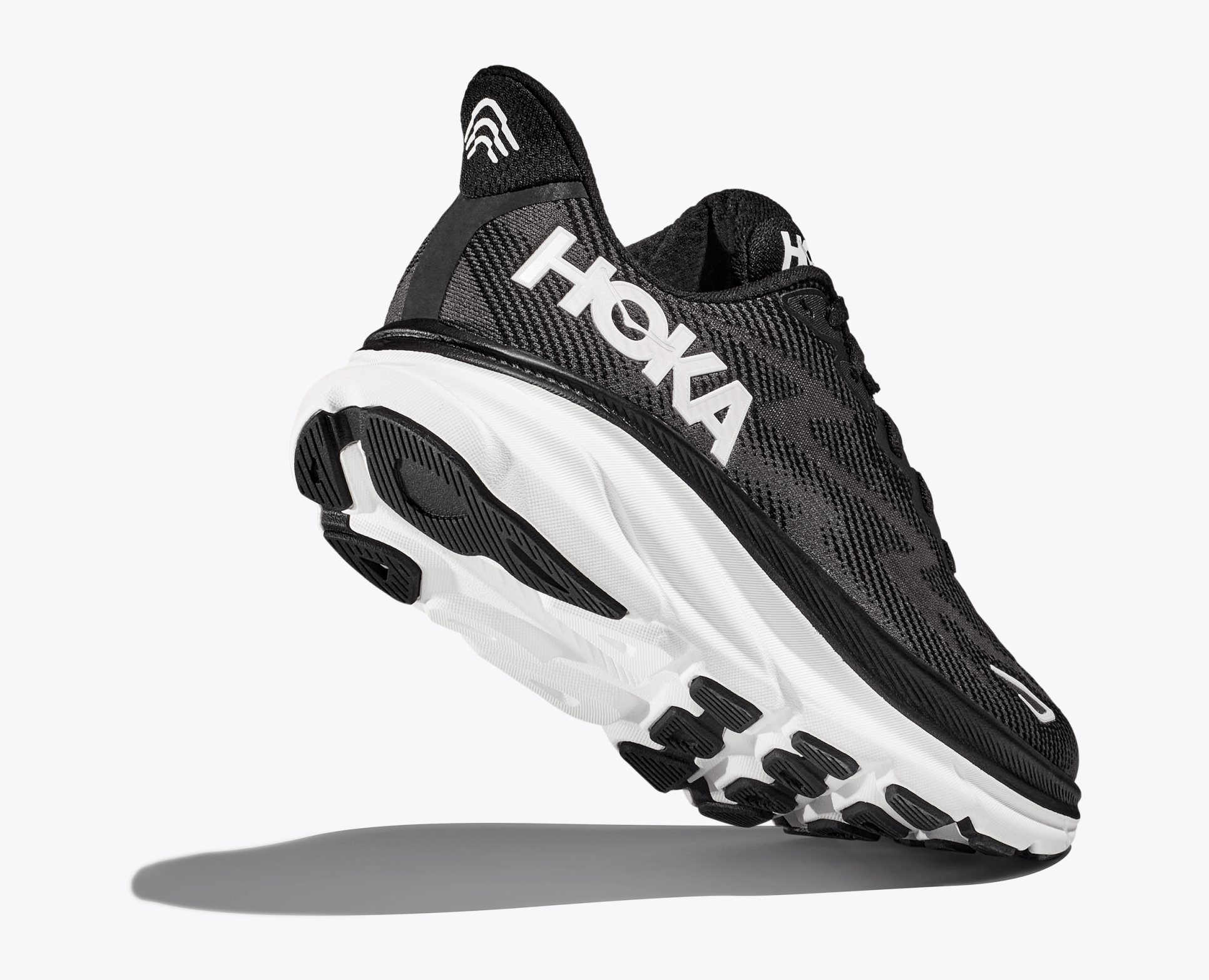 Hoka Women's Clifton 9 - Black / White - Interval Running