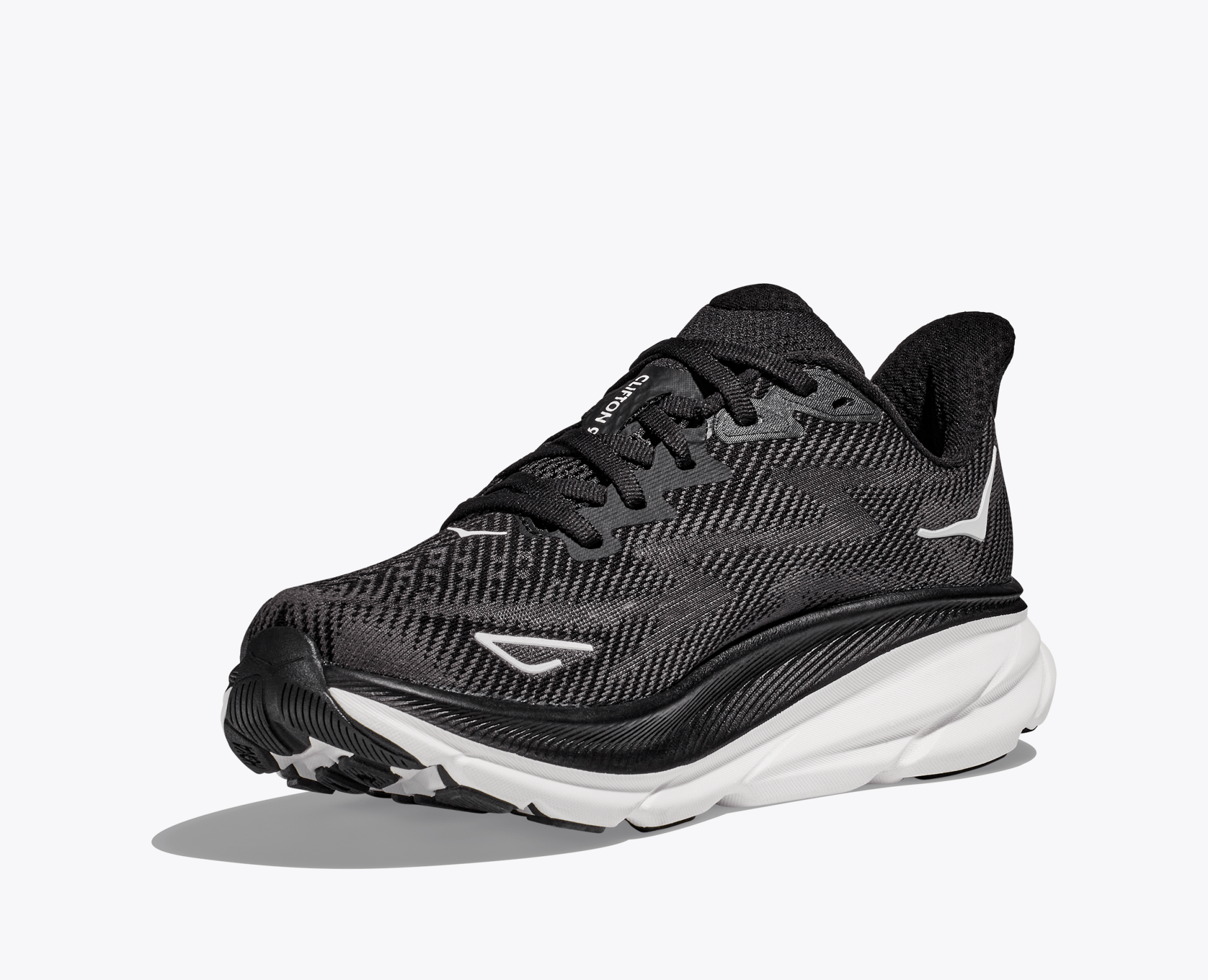 Hoka Women's Clifton 9 - Black / White - Interval Running